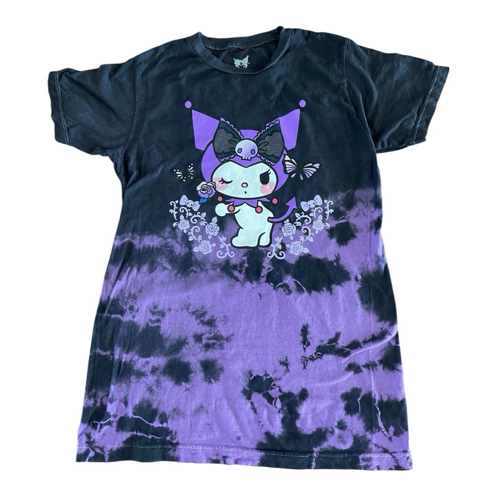 Kuromi Tee Young Women's Size Small Roses‎ with Purple Tye Dye T Shirt